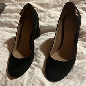 Tory Burch black suede, block heel pumps, size 6.5.  In good condition.